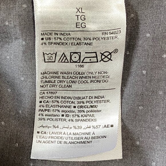 Old Navy Men's (XL) Short Sleeve Button Down Shirt Grey With White Dots - Picture 6 of 6